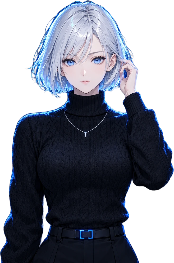 Illustrated explorer with silver hair, surrounded by a blue orbital ring system